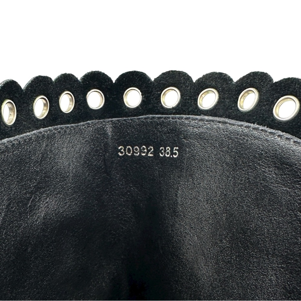 LK Bennett Black Leather Grommet Detail Over the Knee Flat Tall Riding Boots - Picture 12 of 14